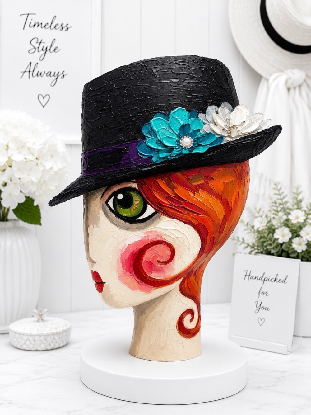 FEDORA Black Fedora with Black Satin Ribbon and Interchangeable Flower Clips